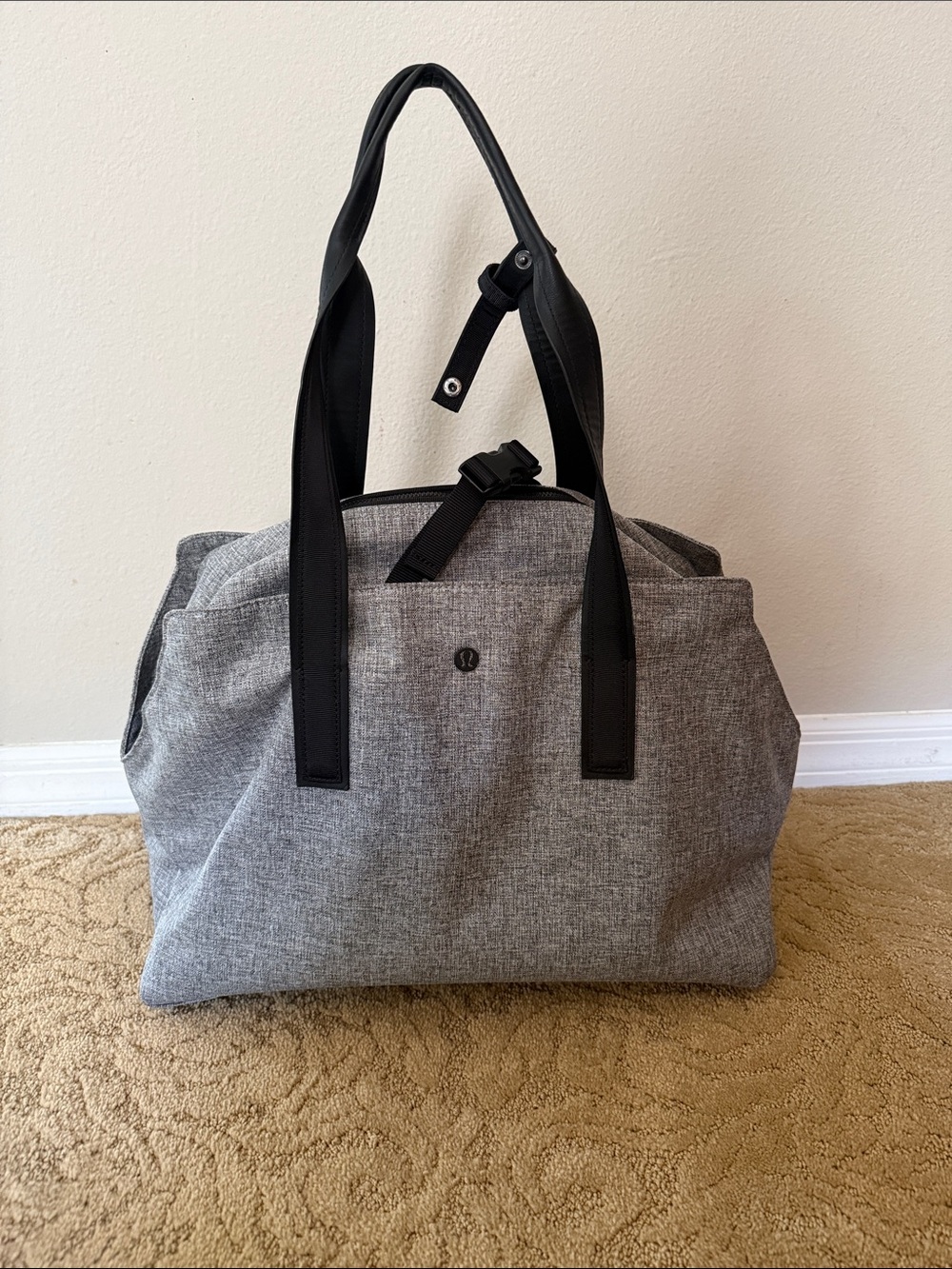 lululemon athletica Gray and Black Duffel Bag